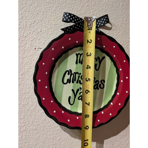 Burton & Burton Merry Christmas Ya'll Plate Hand Painted By Carla Grogan Decor - Picture 5 of 5